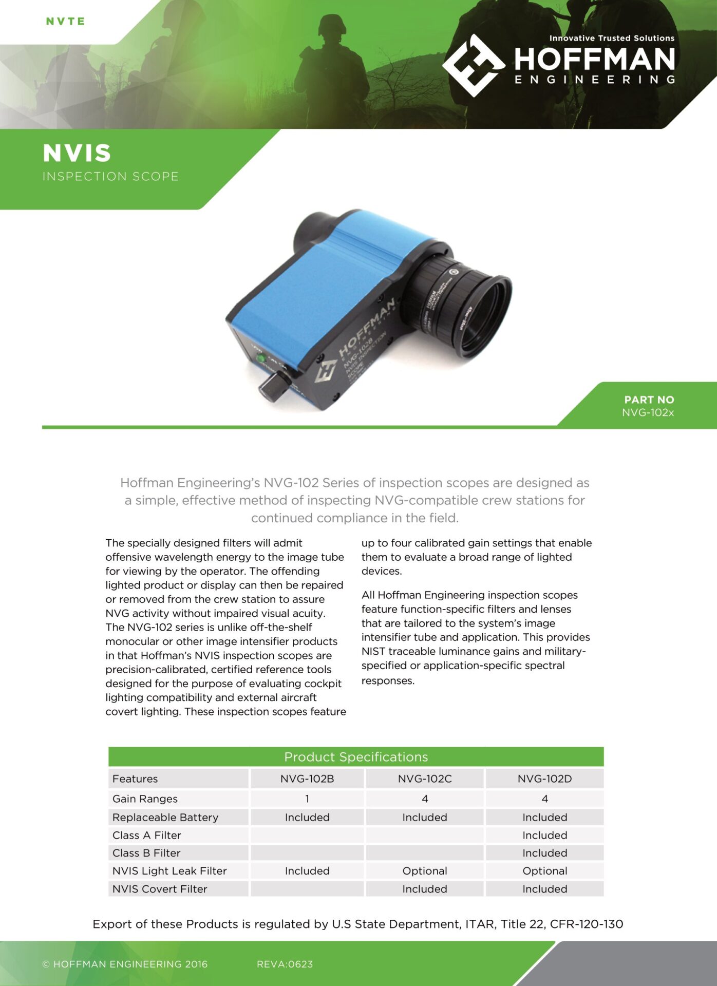 NVIS Inspection Scope data sheet